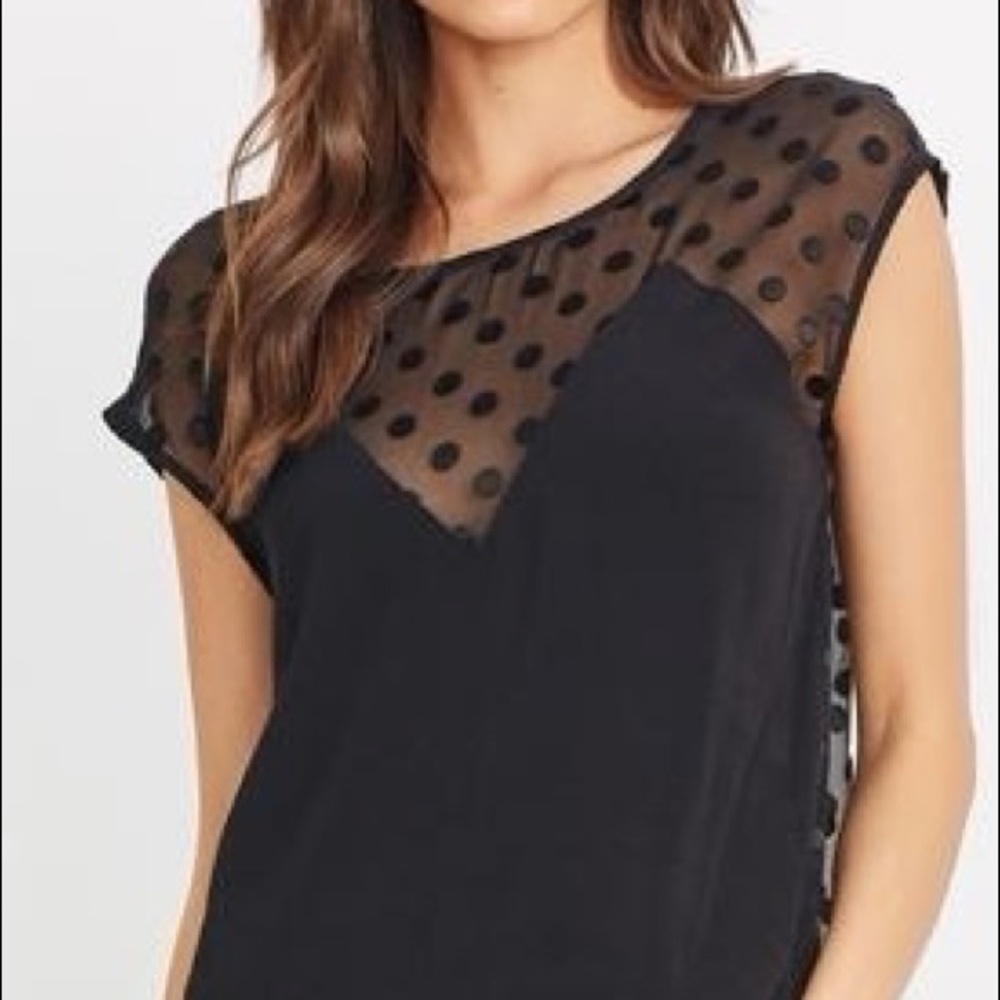 Black Polka Dot Semi-Sheer Top